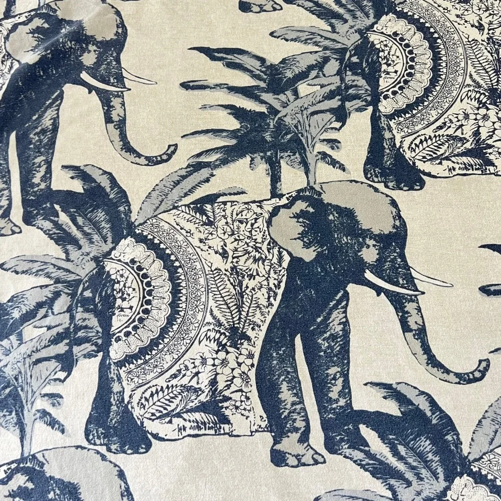 Pottery Barn Ari Elephant Toile Print King Duvet Cover Cotton Linen Blue Boho
